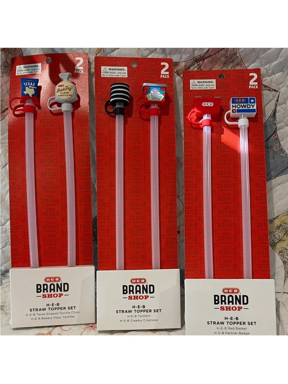 H-E-B Straw Topper 2 in Pack Reusable Silicone 3 packs Total